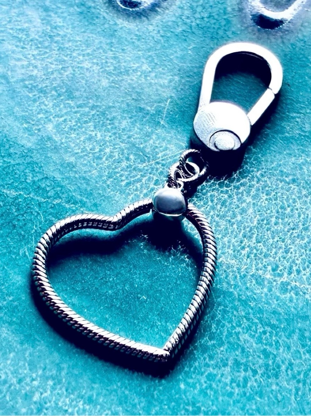 Heart Shaped Bag Charm Holder Keychain | 925 Sterling Silver